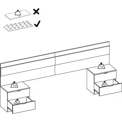 Tête de lit avec tables de chevet - Chêne/Blanc - 248 x 34,2 x 96 cm