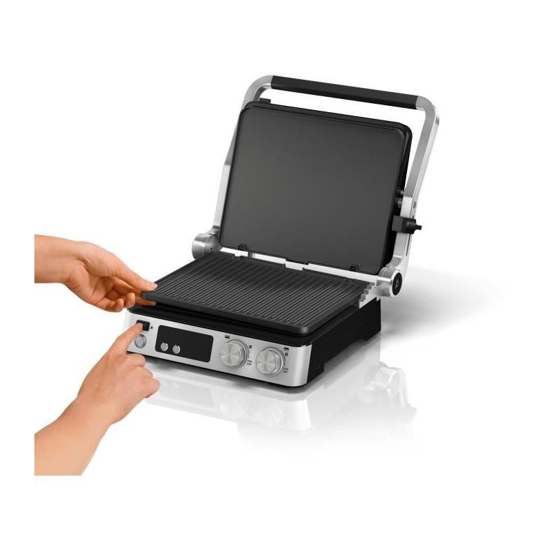 Grill multifonctions - BRAUN - Multi Grill 7 - 2000 W - 3 positions de chauffe - Noir/Acier