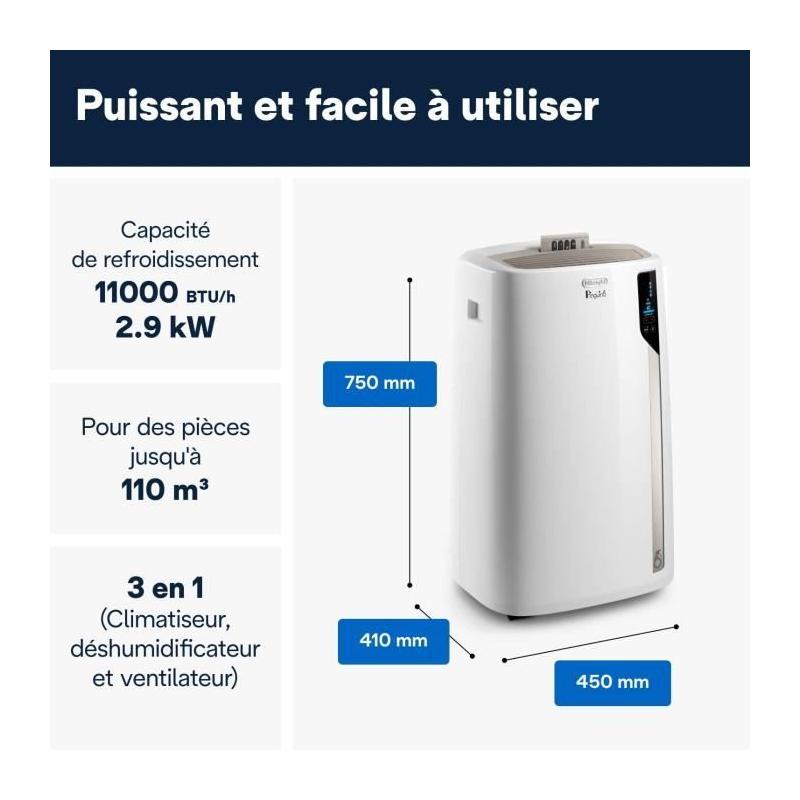 Climatiseur mobile puissant - DELONGHI - PAC EL110 WIFI