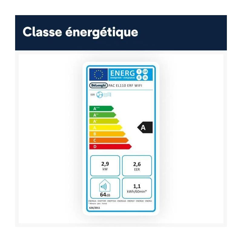 Climatiseur mobile puissant - DELONGHI - PAC EL110 WIFI