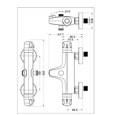 Mitigeur thermostatique pour baignoire et douche - ROUSSEAU Volga 2