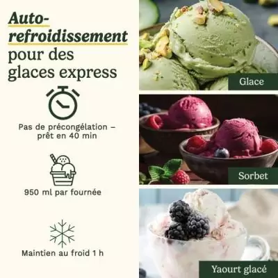 Sorbetière CUISINART ICE90E 950ml - Préparation rapide 40min