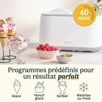 Sorbetière CUISINART ICE90E 950ml - Préparation rapide 40min