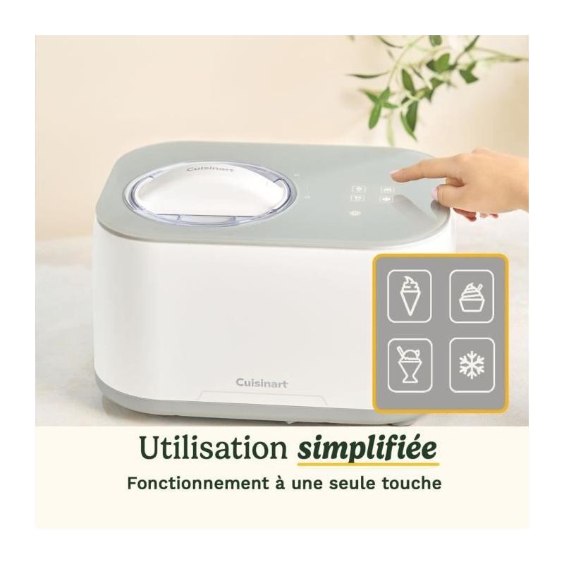 Sorbetiere CUISINART - ICE90E - Capacité 950ml - Préparation rapide en 40min - 100W