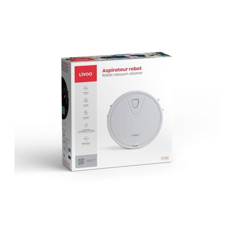 Aspirateur Robot - LIVOO DOH135 - 800 Pa - 70 min - 67 dB - 500 mL - Blanc