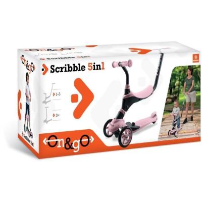 Draisienne - MONDO - On&Go Scribble 5-en-1 - Pliable - Noir / Rose