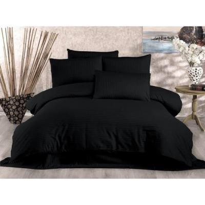 Parure de lit Noir - Housse de couette 220x240 cm + 2 taies 60x60 cm