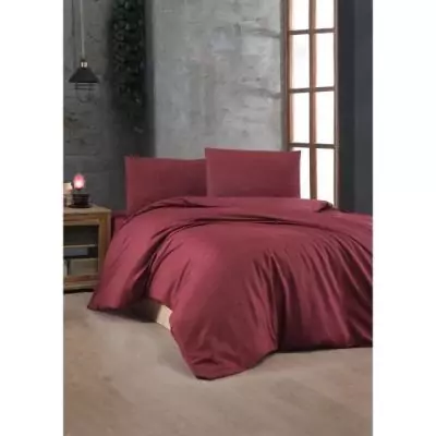 Parure de lit 220x240 cm - 100% coton renforcé - Rouge