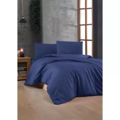 Parure de lit 220x240 cm - 100% coton renforcé - Bleu Parure de lit 220x240 cm - 100% coton renforcé - Bleu