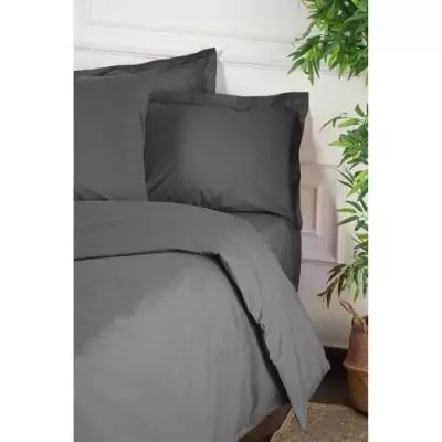 Parure de lit 220x240 cm + 2 taies 60x60 cm - Coton renforcé - Anthracite Parure de lit 220x240 cm + 2 taies 60x60 cm - Coton renforcé - Anthracite