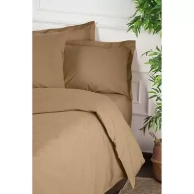 Parure de lit 100% coton renforcé - Marron Parure de lit 100% coton renforcé - Marron