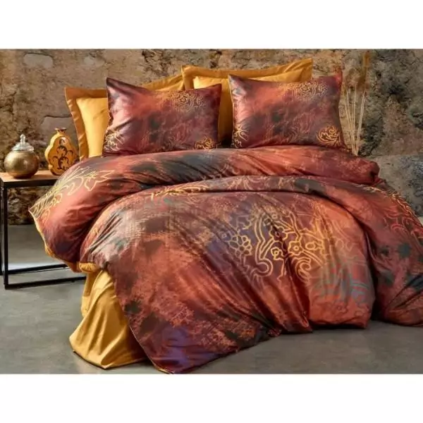 Parure de lit - 1 housse de couette 220 x 240 cm + 2 taies d'oreiller 60 x 60cm - 100 % polyester microsatin - Rouge