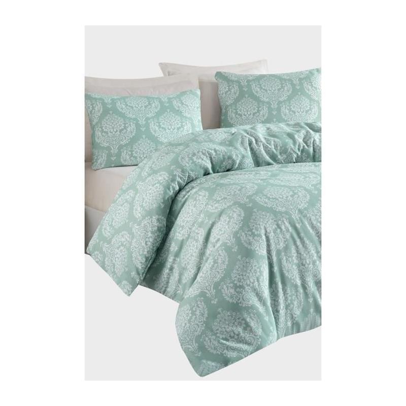 Parure de lit - 1 housse de couette 220 x 240 cm + 2 taies d'oreiller 60 x 60 cm - 65% coton, 35% polyester - Vert