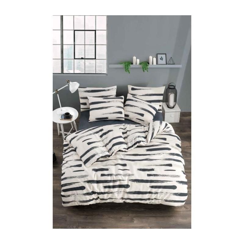 Parure de lit - 1 housse de couette 220 x 240 cm + 2 taies d'oreiller 60 x 60 cm - 65% coton, 35% polyester - Blanc