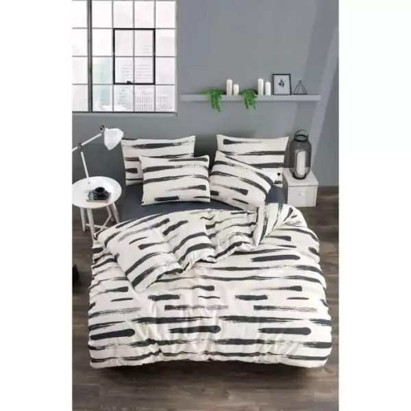 Parure de lit - 1 housse de couette 220 x 240 cm + 2 taies d'oreiller 60 x 60 cm - 65% coton, 35% polyester - Blanc