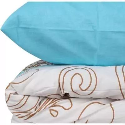 Parure de lit turquoise 100% coton renforcé - 220x240cm + 2 taies - PARURE DE COUETTE Parure de lit turquoise 100% coton renforcé - 220x240cm + 2 taies - PARURE DE COUETTE