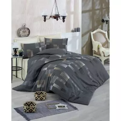Parure de lit Anthracite 220x240 cm + 2 taies oreiller 60x60 cm Parure de lit Anthracite 220x240 cm + 2 taies oreiller 60x60 cm