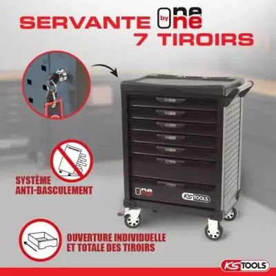 Servante d'atelier KS Tools - 7 tiroirs - Noir - Industrielle & Robuste