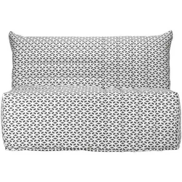 COMFORT BULTEX Banquette BZ 3 places - Tissu noir et blanc - Made in France - L 142&nbsp;x P 101 cm - BECCI