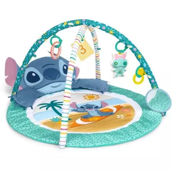 DISNEY BABY - STITCH - Tapis de sol éveil bébé, évolutif, arche avec jouets sensoriels, peluche, miroir, coussin Stitch, hoc