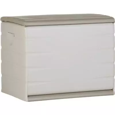 PLASTIKEN Coffre 260L Intérieur/Extérieur Fonctionnel et Esthétique Cadenassable avec Roulettes Beige