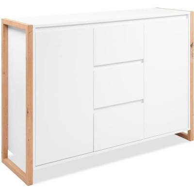 Buffet DENVER Chêne artisan / Blanc 2 portes 3 tiroirs