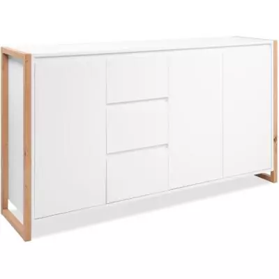 Buffet DENVER Chêne artisan / Blanc - 160 x 40 x 88 cm