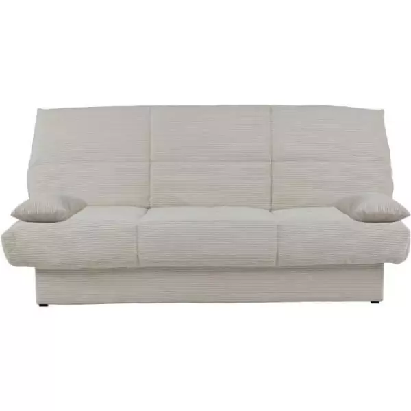 Banquette clic-clac CLEM - 3 places - Tissu en velours côtelé - Beige - Densité 20kg/m3 - 190 x 90 x 92 cm - Fabriqué au Por