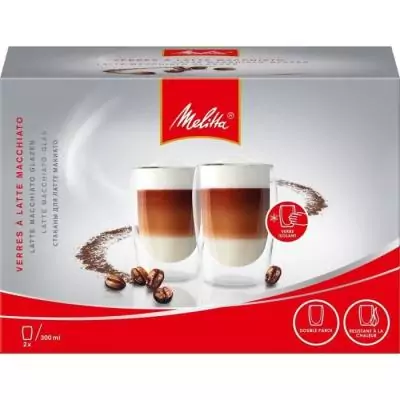 Lot de 2 verres pour Latte Machiatto 300 ml transparent