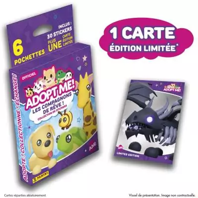 Panini ADOPT ME ON ROBLOX Blister 6 pochettes + 1 carte édition limitée