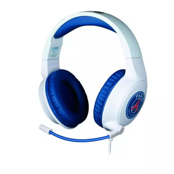 Casque gaming filaire - KONIX - Micro 45° - Câble 1,5 m - Blanc et bleu - Confort Soft Touch