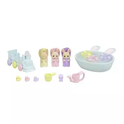 Sylvanian Families Les triplés Lapin Crème et accessoires de bain