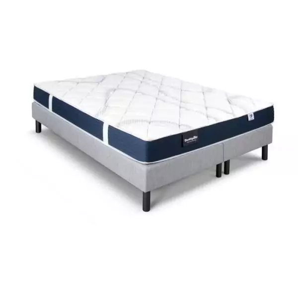 Ensemble matelas sommier 160x200 (2x80) marque DUNLOPILLO - Hauteur 18 cm - Mousse Aérial - Soutien Ferme - Fabriqué en France