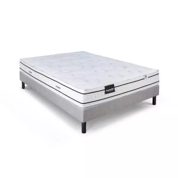 Ensemble matelas sommier 140x190 marque DUNLOPILLO Hauteur 21 cm- Latex -Aération -7 zones- Soutien Équilibré - Fabriqué en