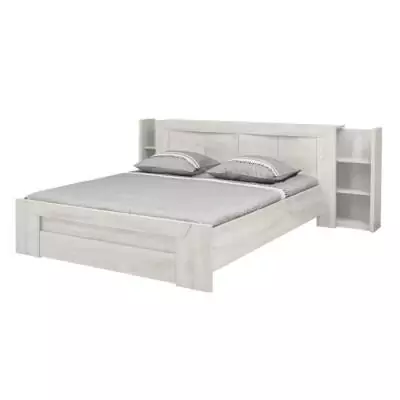 Ensemble lit 180X200 cm + Tete cosy EDEN - Bois et chene blanchi