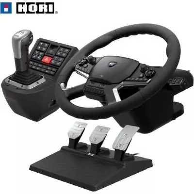 Volant avec boîte de vitesses et pédales - HORI - PC + jeux Truck Simulator Volant avec boîte de vitesses et pédales - HORI - PC + jeux Truck Simulator