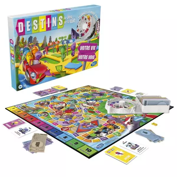 Destins Le jeu de la vie, Jeu de plateau pour la famille, 2 a 4 joueurs, pour enfants, des 8 ans, avec pions colorés, Hasbro