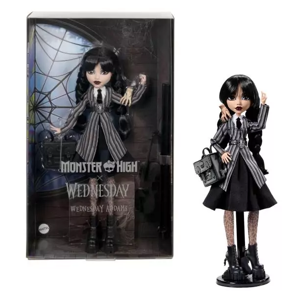 Monster High-Mercredi Addams en Uniforme-Poup?e avec La Chose - Monster High - HXJ04