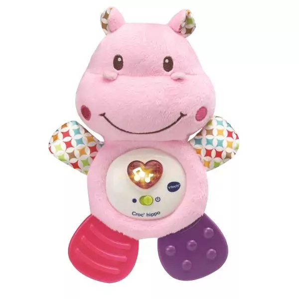 VTECH BABY - Hochet Croc'Hippo - Peluche Texturée Rose