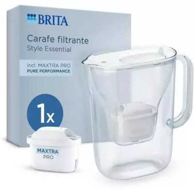 Carafe filtrante BRITA Style Essential Blanche : 2,4L dont 1,4L filtrée