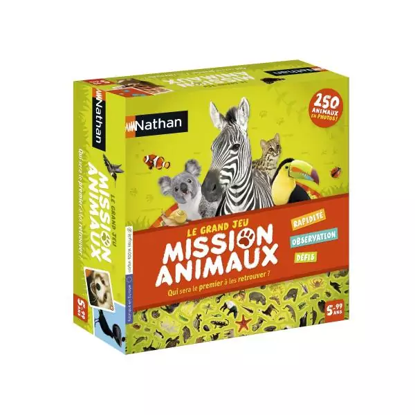 Jeu de Société - NATHAN - Mission Animaux - Observation et Rapidité - 250 Photos Réelles