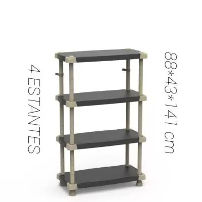 Etagere Plastiken - 4 étages - Noir - 88 x 43 x 150 cm Etagere Plastiken - 4 étages - Noir - 88 x 43 x 150 cm