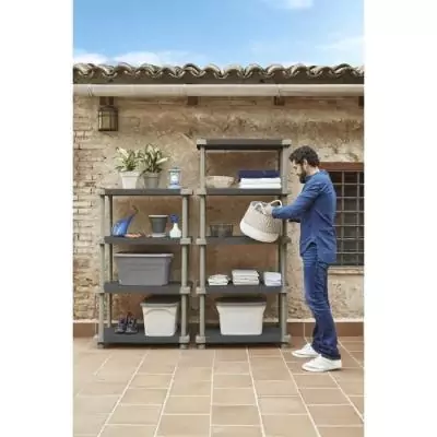 Etagere Plastiken - 4 étages - Noir - 88 x 43 x 150 cm Etagere Plastiken - 4 étages - Noir - 88 x 43 x 150 cm