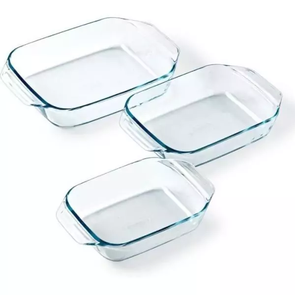 Lot de 3 plats a four - PYREX - Verre - Rectangulaire - Irrésistible - 20-25-28 cm