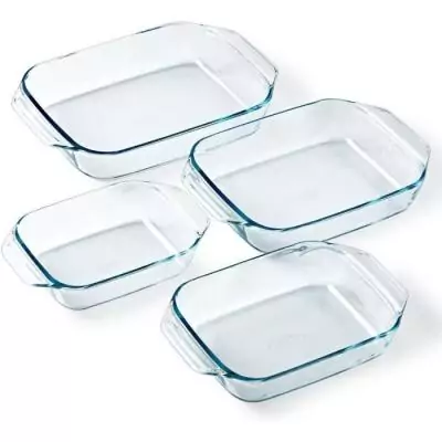 Ensemble de 4 plats Pyrex rectangulaires pour four - Verre - 27/31/35/39 cm