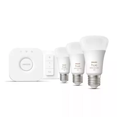 Philips Hue White and Color ambiance Kit de démarrage 3 ampoules connectées E27 (1100) + variateur Philips Hue White and Color ambiance Kit de démarrage 3 ampoules connectées E27 (1100) + variateur