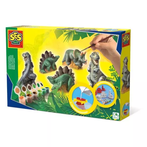 Moulage et peinture - SES CREATIVE - Hobby Blue - Dinosaures - Moules réutilisables - Peinture lavable - Age : 5+