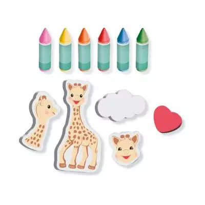 SES Creative Sophie la girafe - Crayons de couleur pour le bain et formes