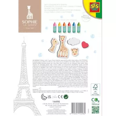 SES Creative Sophie la girafe - Crayons de couleur pour le bain et formes