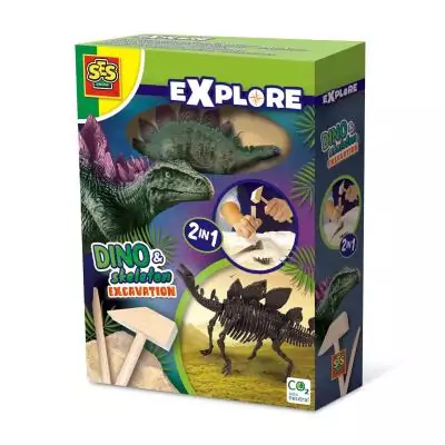 SES Creative Explore Recherche ton dinosaures et de squelettes 2 en 1 - Stégosaure